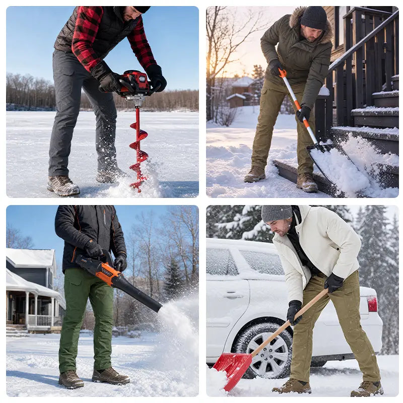 Men's Fleece-Lined Tactical Cargo Pants, Windproof Warm Work Pants with Multi-Pockets, 320g Fabric, Regular Fit Outdoor Pants for Fall & Winter