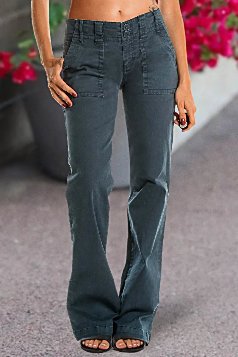 Women's straight leg pants in dark grey