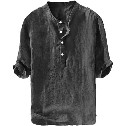 💥 Final Countdown Begins 💥Mens Linen Shirts Casual Cotton 3/4 Sleeve Regular-Fit Henley T-Shirt