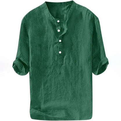💥 Final Countdown Begins 💥Mens Linen Shirts Casual Cotton 3/4 Sleeve Regular-Fit Henley T-Shirt