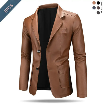 Men's Classic Fitted Plain Jacket - Casual Street Outerwear, Polyester Lining
