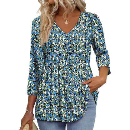⚡ Last Call For Big Savings ⚡Women’s V-Neck 3/4 Sleeve Tunic Top – Flowy Dressy Casual Blouse