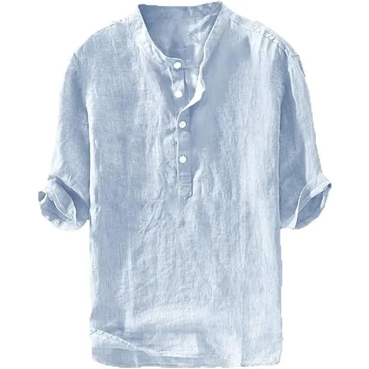 💥 Final Countdown Begins 💥Mens Linen Shirts Casual Cotton 3/4 Sleeve Regular-Fit Henley T-Shirt
