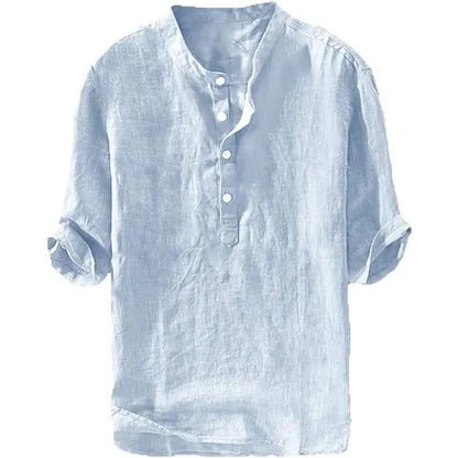 💥 Final Countdown Begins 💥Mens Linen Shirts Casual Cotton 3/4 Sleeve Regular-Fit Henley T-Shirt