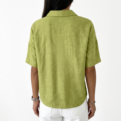 ⏰ Sale Ends Tonight ⏰Women’s Cotton Linen Polo Shirt – Casual Short Sleeve Summer Top