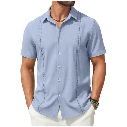 💥This Week's Special Price💥Men's Cuban Guayabera Shirt Short Sleeve V-Neck