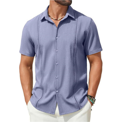 💥This Week's Special Price💥Men's Cuban Guayabera Shirt Short Sleeve V-Neck