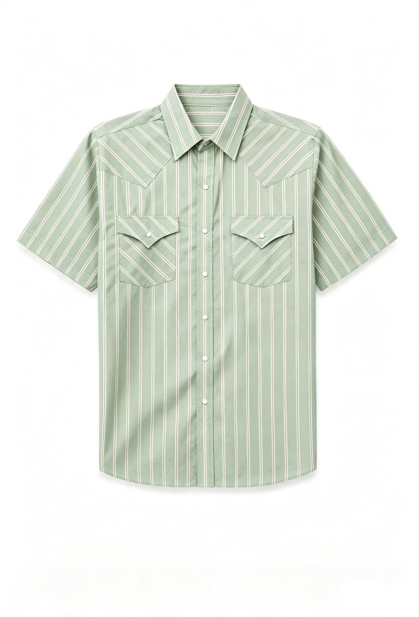 💥 Limited Time Mega Sale 💥Men's Western Stripe Snap Shirt with Pocket - Short Sleeve Casual Cowboy Shirt
