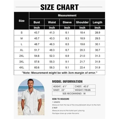 💥This Week's Special Price💥Men's Cuban Guayabera Shirt Short Sleeve V-Neck