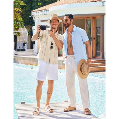 💥This Week's Special Price💥Men's Cuban Guayabera Shirt Short Sleeve V-Neck