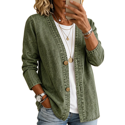 Women’s Casual Denim Button-Up Cardigan – Relaxed Fit Lightweight Jacket
