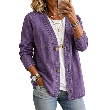 Women’s Casual Denim Button-Up Cardigan – Relaxed Fit Lightweight Jacket