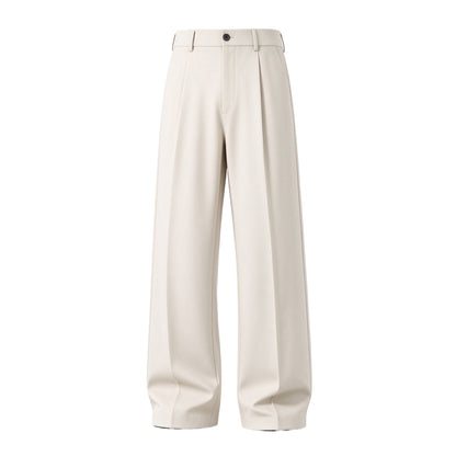 Men's Ice Silk Business Casual Pants, High Waist Pleated Slacks