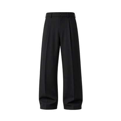 Men's Ice Silk Business Casual Pants, High Waist Pleated Slacks