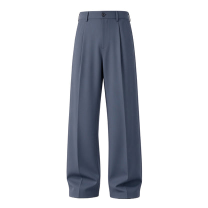Men's Ice Silk Business Casual Pants, High Waist Pleated Slacks