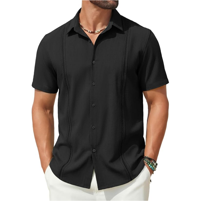💥This Week's Special Price💥Men's Cuban Guayabera Shirt Short Sleeve V-Neck