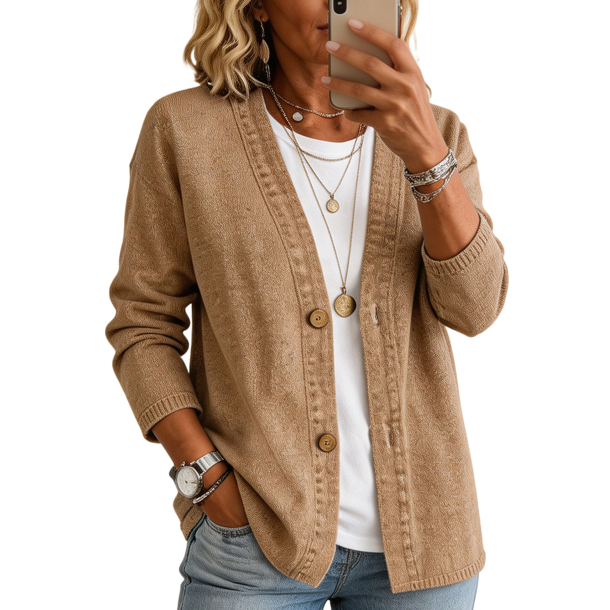 Women’s Casual Denim Button-Up Cardigan – Relaxed Fit Lightweight Jacket