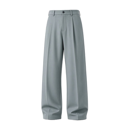 Men's Ice Silk Business Casual Pants, High Waist Pleated Slacks