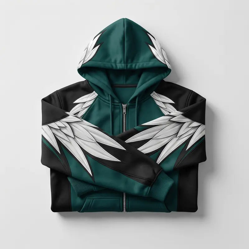 Green and black hoodie