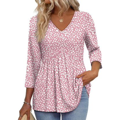 ⚡ Last Call For Big Savings ⚡Women’s V-Neck 3/4 Sleeve Tunic Top – Flowy Dressy Casual Blouse