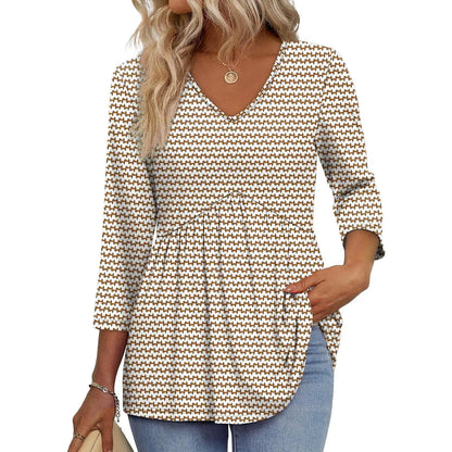 ⚡ Last Call For Big Savings ⚡Women’s V-Neck 3/4 Sleeve Tunic Top – Flowy Dressy Casual Blouse