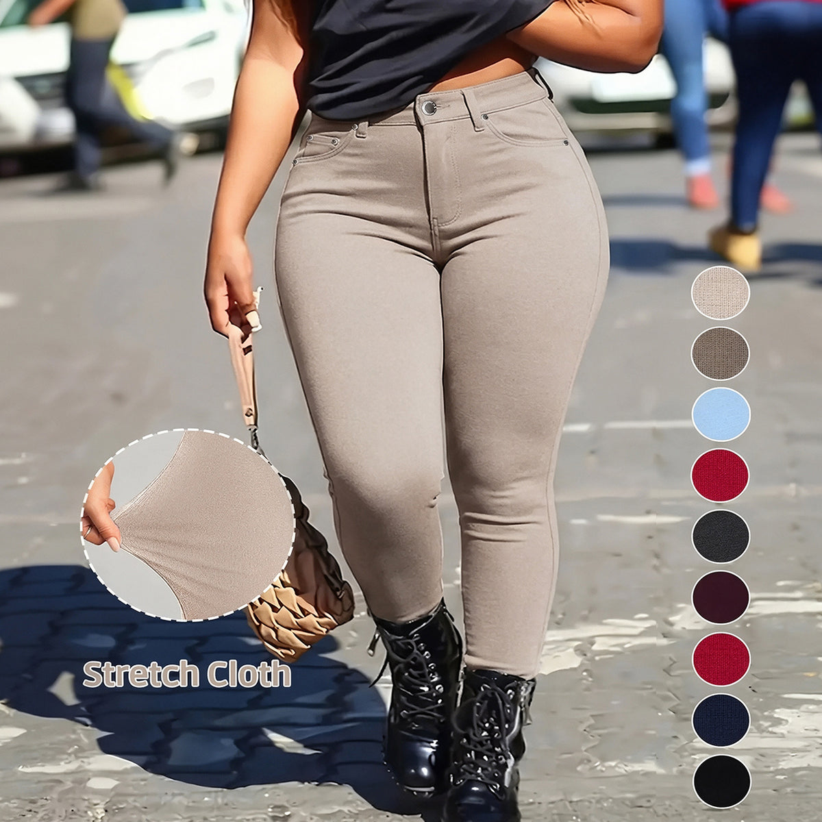 🔥 Final Hours of Sale 🔥Women's Button-Fly Skinny Pants with Pockets