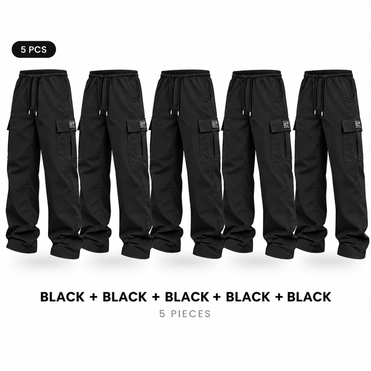 Men's cargo pants, solid-color casual loose-fit cargo trousers