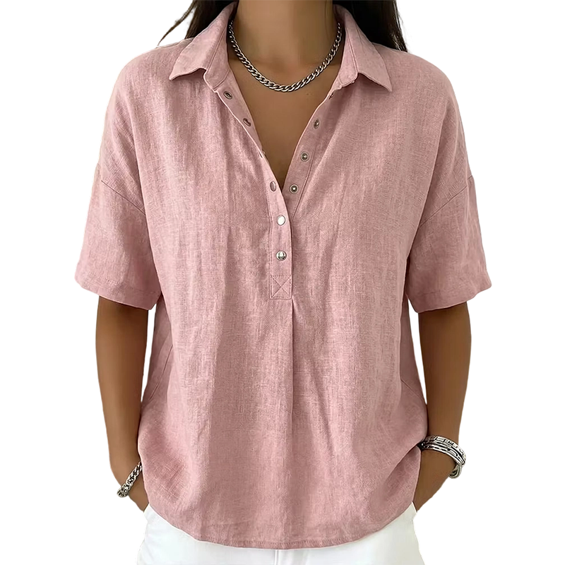 ⏰ Sale Ends Tonight ⏰Women’s Cotton Linen Polo Shirt – Casual Short Sleeve Summer Top