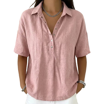 ⏰ Sale Ends Tonight ⏰Women’s Cotton Linen Polo Shirt – Casual Short Sleeve Summer Top