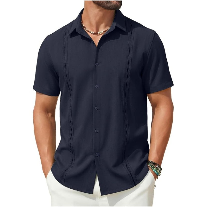 💥This Week's Special Price💥Men's Cuban Guayabera Shirt Short Sleeve V-Neck
