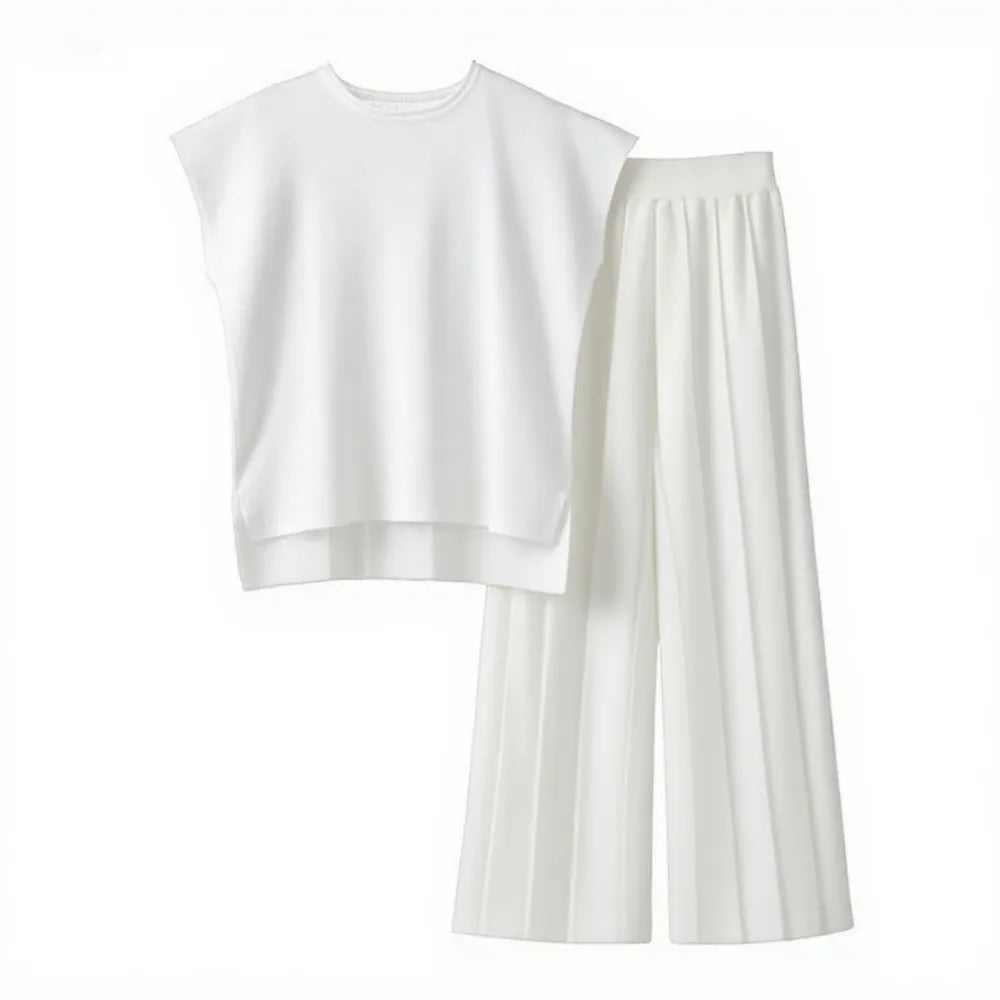 Women's Knit Pullover Tops High Waisted Pants Set