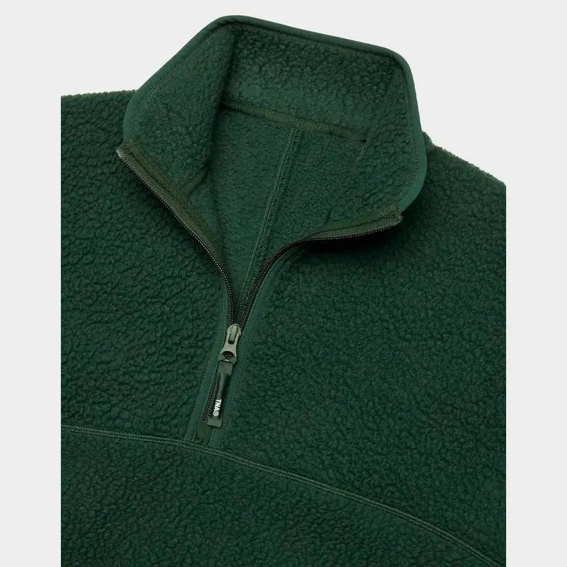 Women’s Fleece Cropped Pullover – Half Zip Sherpa Jacket with Pockets