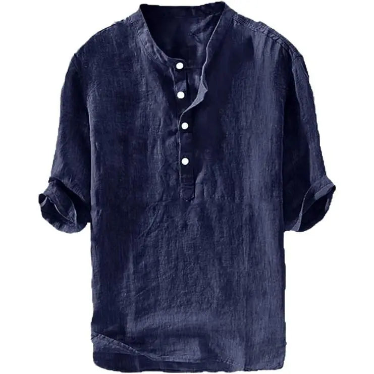 💥 Final Countdown Begins 💥Mens Linen Shirts Casual Cotton 3/4 Sleeve Regular-Fit Henley T-Shirt