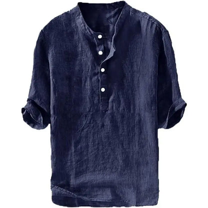 💥 Final Countdown Begins 💥Mens Linen Shirts Casual Cotton 3/4 Sleeve Regular-Fit Henley T-Shirt