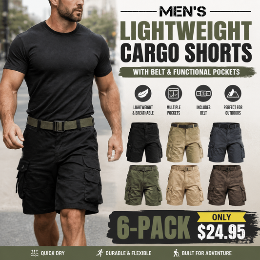 💥Last Day Promotion💥Men's Lightweight Cargo Shorts with Belt & Functional Pockets
