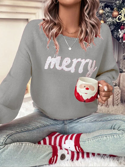Women’s Christmas Sweater – Cozy Round Neck Casual Knit Pullover for Fall & Winter