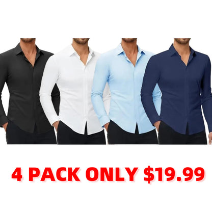 🔥Last Day of the Sale🔥Men’s Slim Fit Stretch Dress Shirt – 16-Way Stretch, Wrinkle-Free