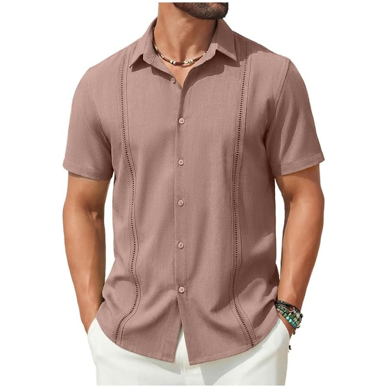 💥This Week's Special Price💥Men's Cuban Guayabera Shirt Short Sleeve V-Neck
