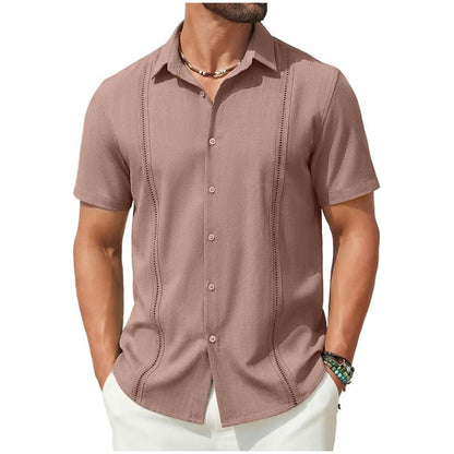 💥This Week's Special Price💥Men's Cuban Guayabera Shirt Short Sleeve V-Neck