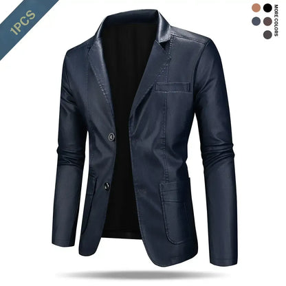 Men's Classic Fitted Plain Jacket - Casual Street Outerwear, Polyester Lining
