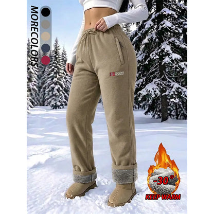 Women’s thermal trousers made of 100% cotton with a warm fleece lining