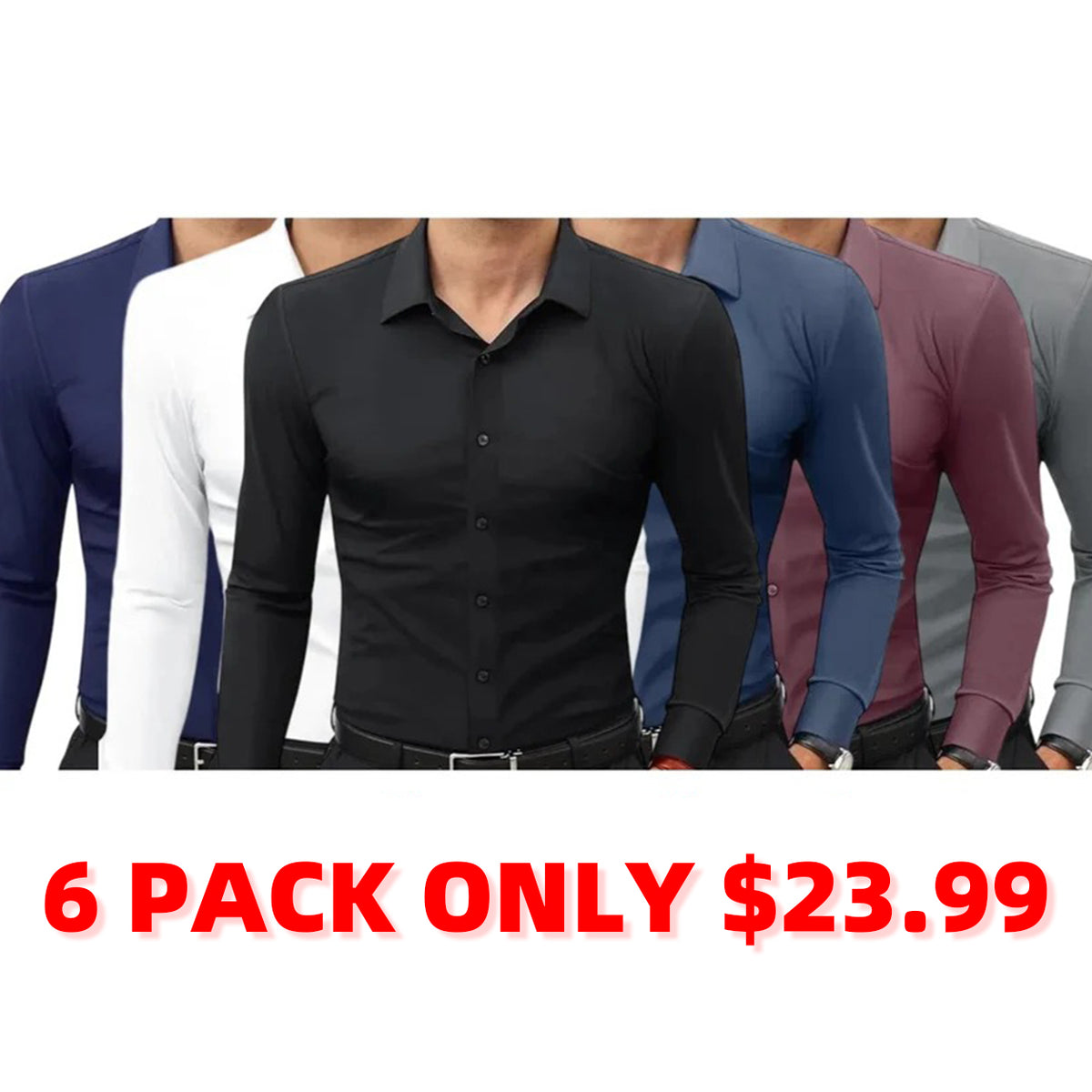 🔥Last Day of the Sale🔥Men’s Slim Fit Stretch Dress Shirt – 16-Way Stretch, Wrinkle-Free
