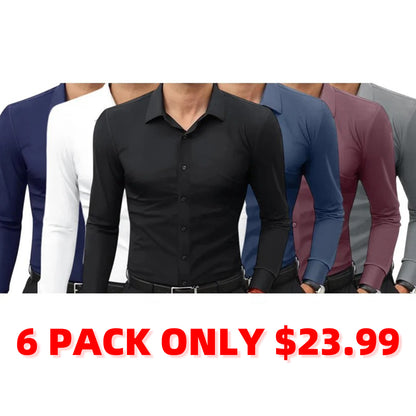 🔥Last Day of the Sale🔥Men’s Slim Fit Stretch Dress Shirt – 16-Way Stretch, Wrinkle-Free
