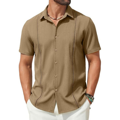 💥This Week's Special Price💥Men's Cuban Guayabera Shirt Short Sleeve V-Neck