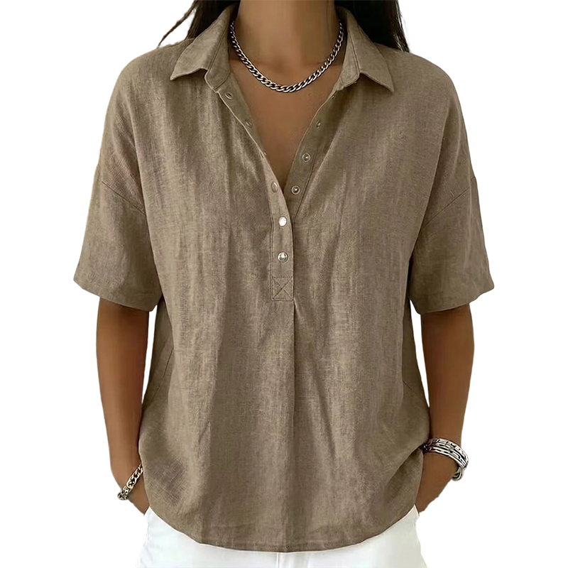 ⏰ Sale Ends Tonight ⏰Women’s Cotton Linen Polo Shirt – Casual Short Sleeve Summer Top