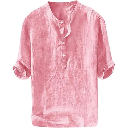 💥 Final Countdown Begins 💥Mens Linen Shirts Casual Cotton 3/4 Sleeve Regular-Fit Henley T-Shirt