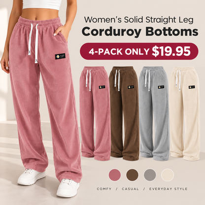 LAST DAY SALEWomen's Solid Straight Leg Corduroy Bottoms-100% Cotton