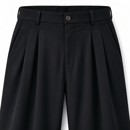 Men's Ice Silk Business Casual Pants, High Waist Pleated Slacks