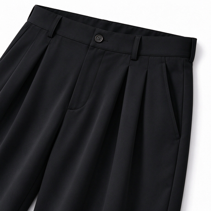 Men's Ice Silk Business Casual Pants, High Waist Pleated Slacks