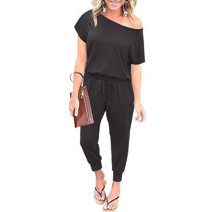 🔥SPECIAL 💥OFFER！🌟Women Summer Jumpsuits & Rompers $25.99 Off Shoulder One Piece with Pockets